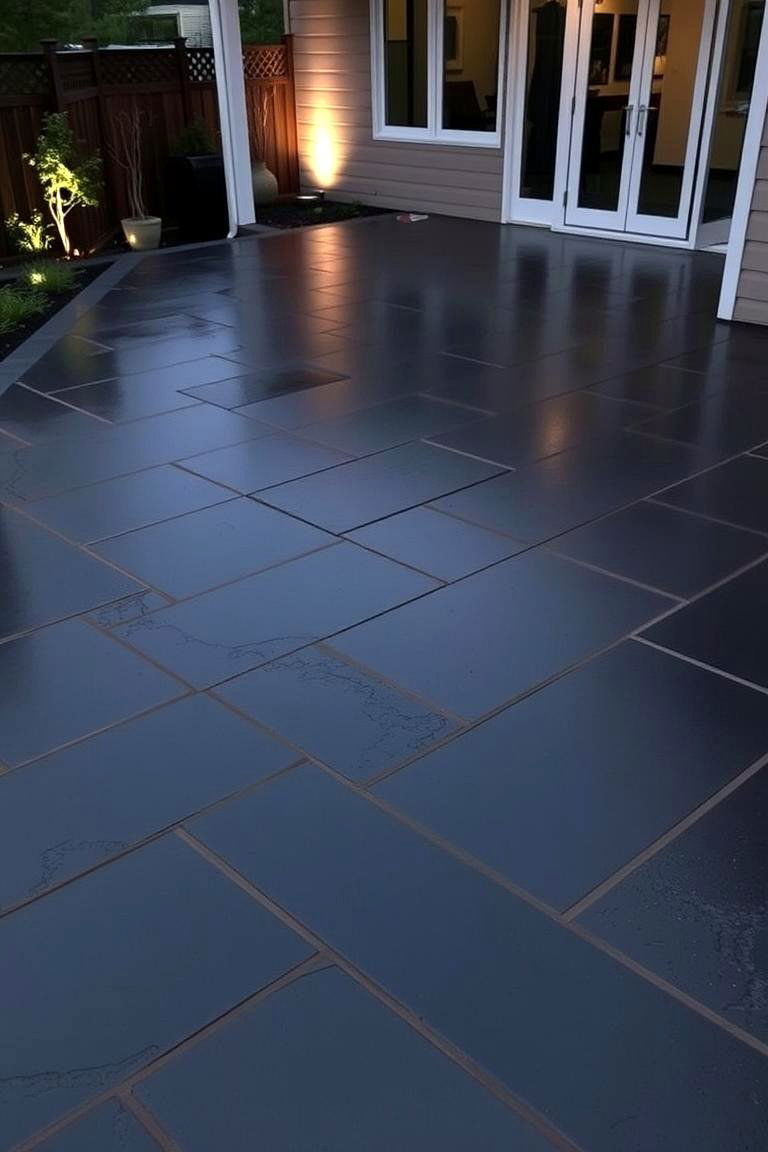 Geometric Patterned Concrete - 24 black concrete patio ideas