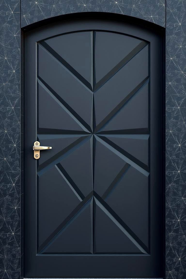 Geometric Patterned Dark Gray Door - 24 Dark Gray Front Door Ideas