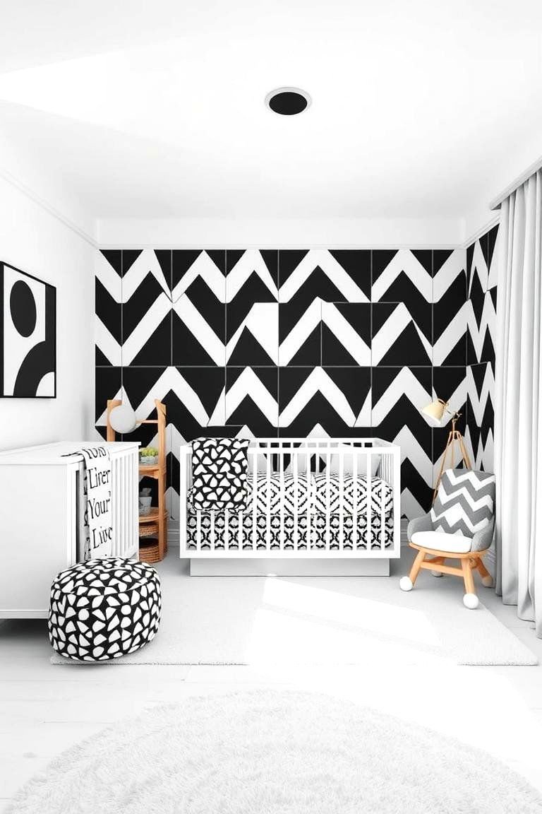 Geometric Patterned Decor - 24 Black and White Nursery Ideas