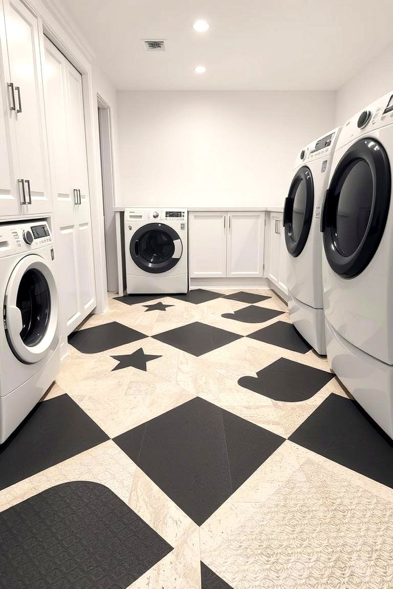 Geometric Patterned Delight - 24 Laundry Room Floor Ideas
