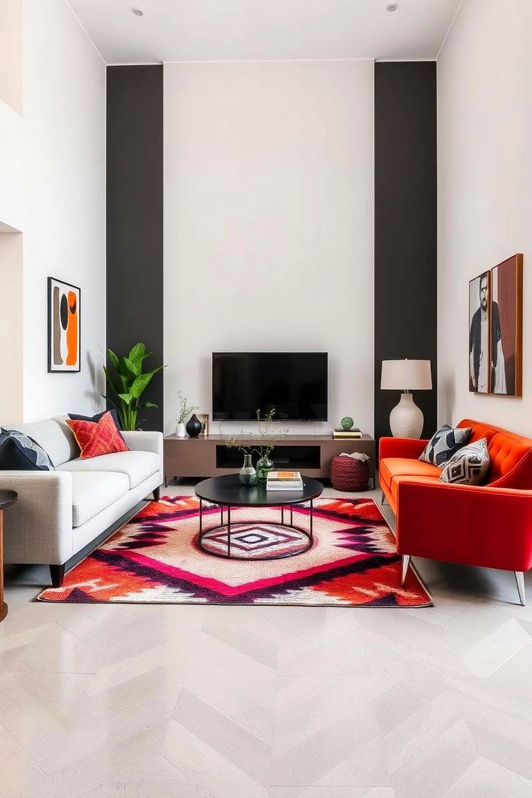 Geometric Patterned Design - 24 Mens Living Room Ideas