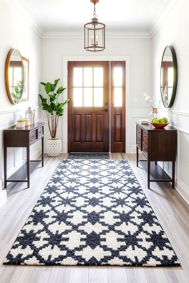 Geometric Patterned Rug to Add Visual Interest - 24 Modern Entryway Ideas