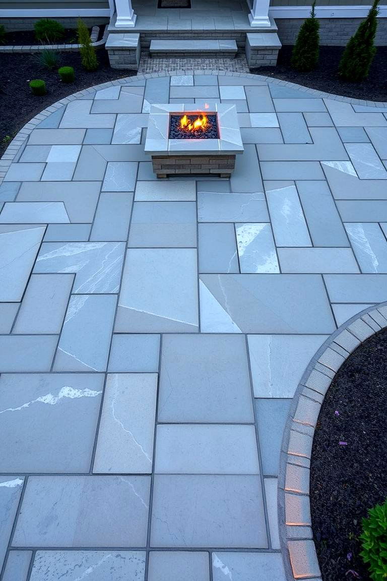 Geometric Patterned Stone Patio - 24 Stone Patio With a Fire Pit Ideas