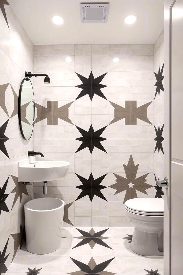 Geometric Patterned Tiles - 24 Teen Bathroom Ideas