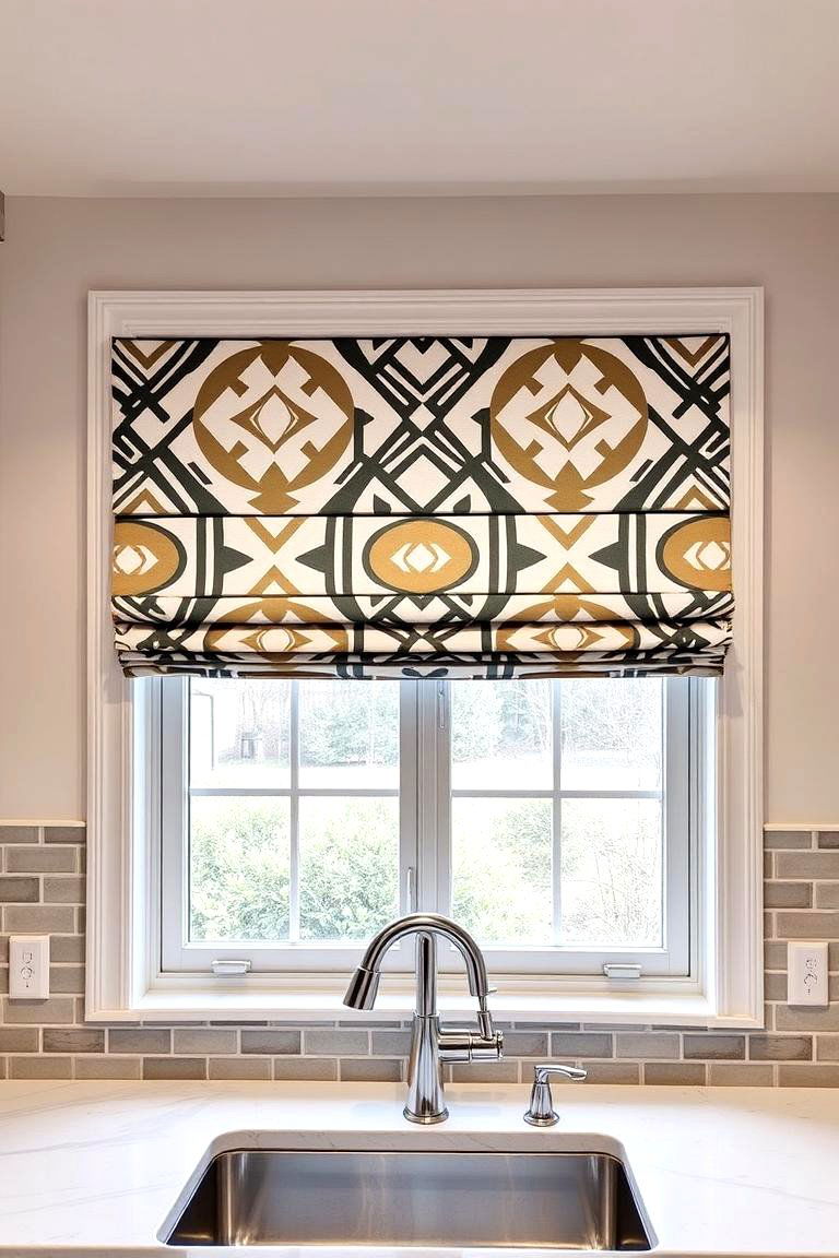 Geometric Patterned Valance - 24 Kitchen Valance Ideas