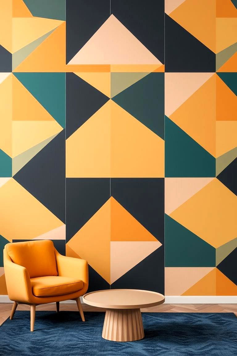 Geometric Patterned Walls - 24 Home Office Background Ideas