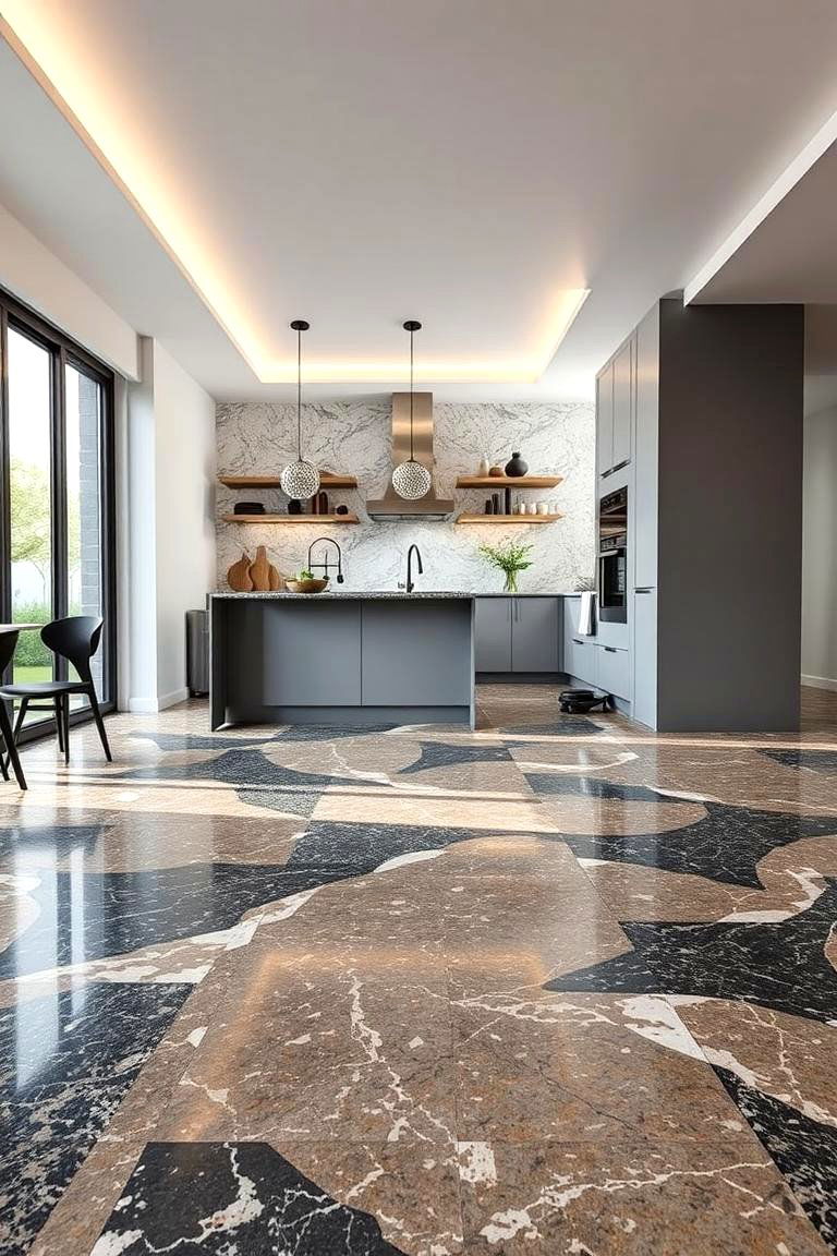 Geometric Patterns - 24 Terrazzo Kitchen Floor Ideas