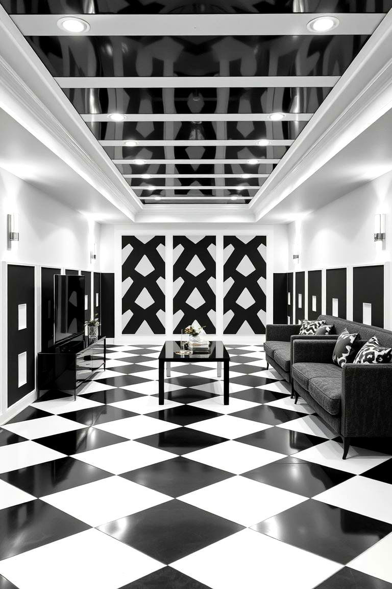 Geometric Patterns - 24 Basement Accent Wall Ideas