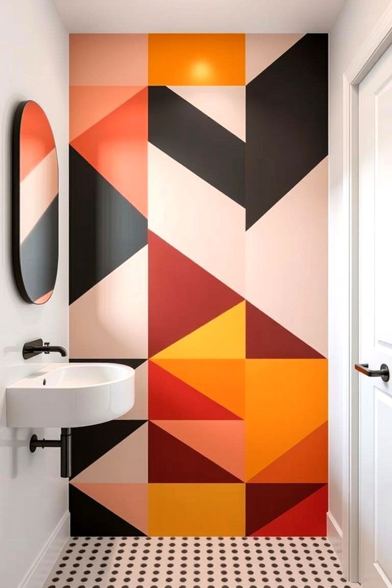 Geometric Patterns - 24 Bathroom Mural Ideas