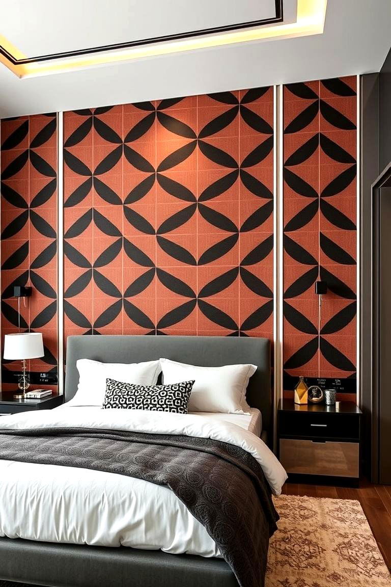 Geometric Patterns - 24 Bedroom Accent Wall Ideas