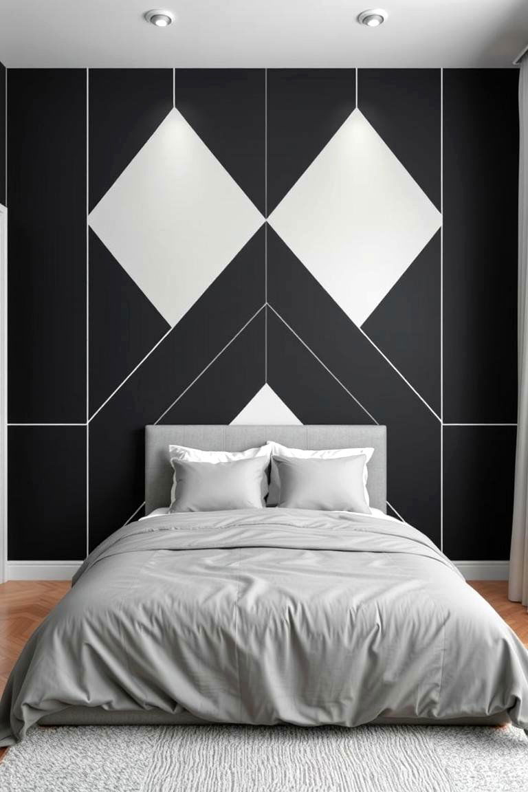 Geometric Patterns - 24 Dark Grey Bedroom Ideas
