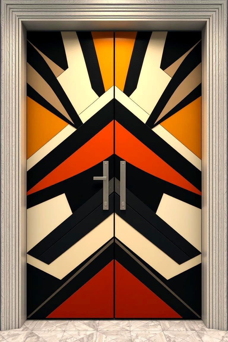 Geometric Patterns Door Painting - 24 Door Painting Ideas