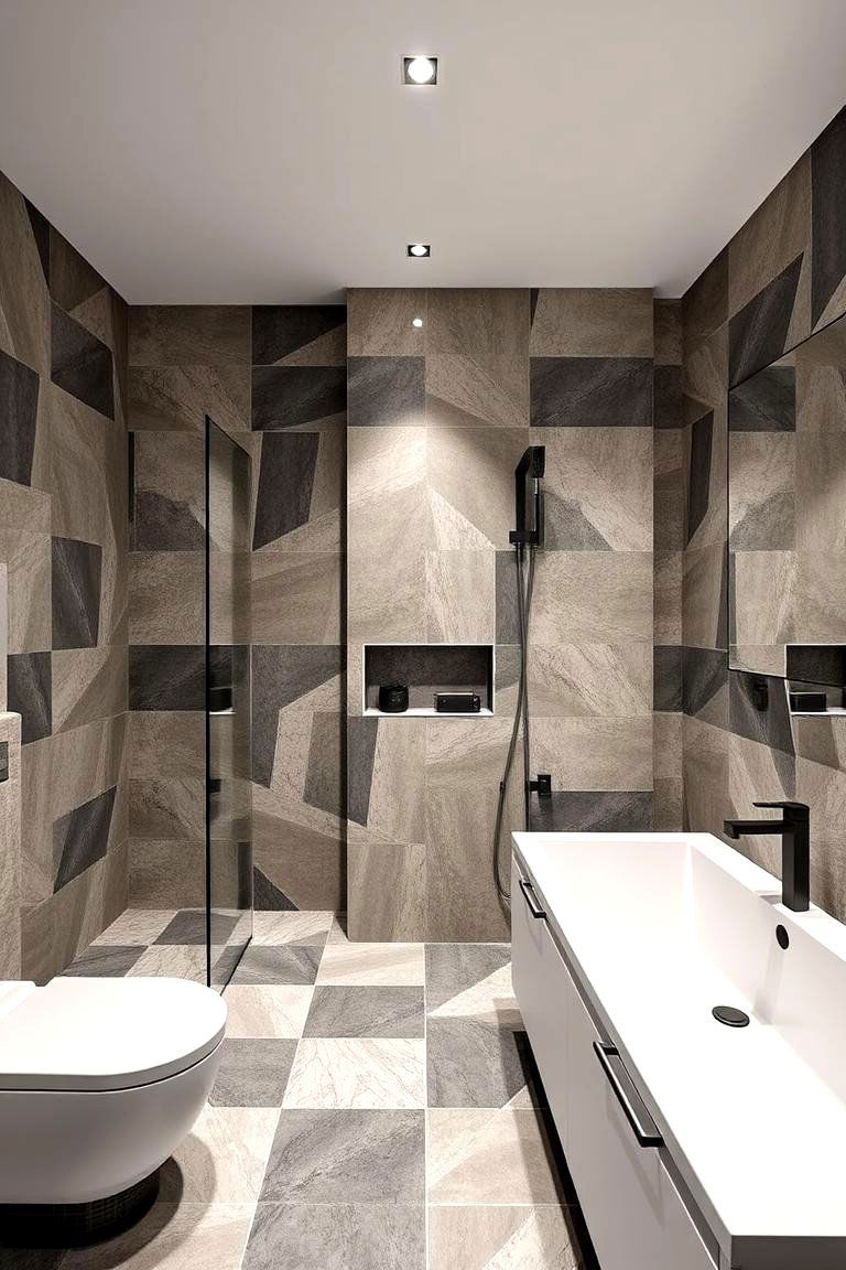 Geometric Patterns and Shapes - 24 Restaurant Bathroom Ideas
