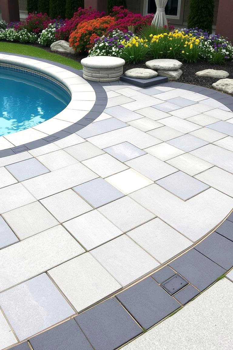 Geometric Patterns for Dynamic Appeal - 24 Concrete Pavers Around Pool Ideas