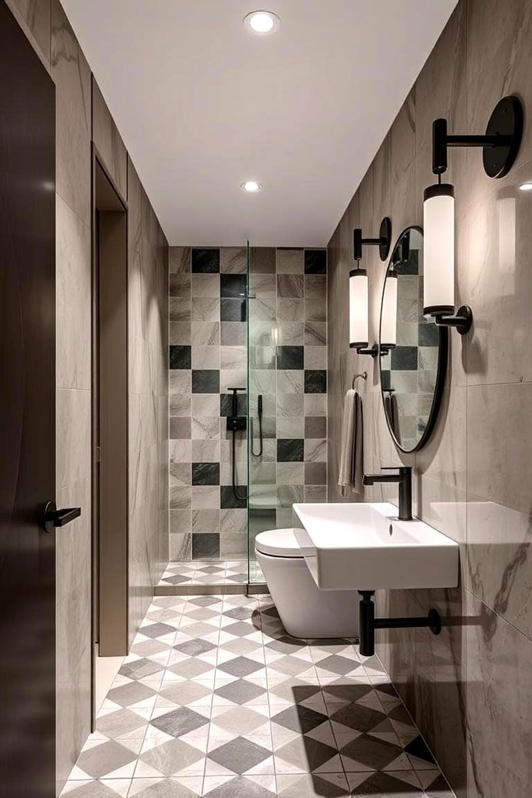 Geometric Patterns for a Contemporary Look - 24 Hallway Bathroom Ideas
