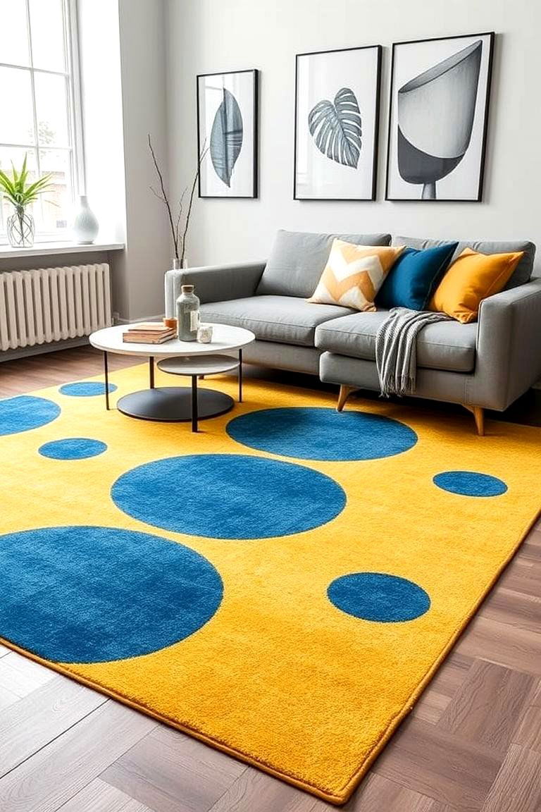 Geometric Patterns in Yellow and Blue - 24 Yellow and Blue Living Room Ideas