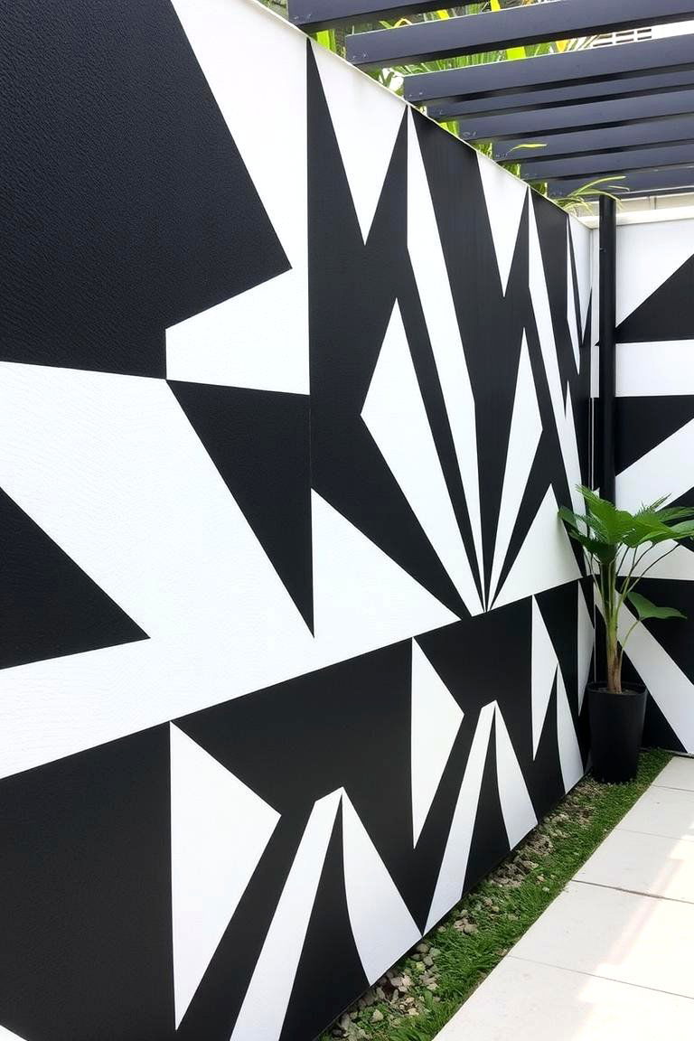 Geometric Patterns on Walls - 24 Black and White Patio Ideas