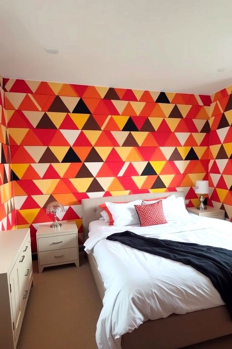 Geometric Patterns on Walls - 24 80s Bedroom Ideas