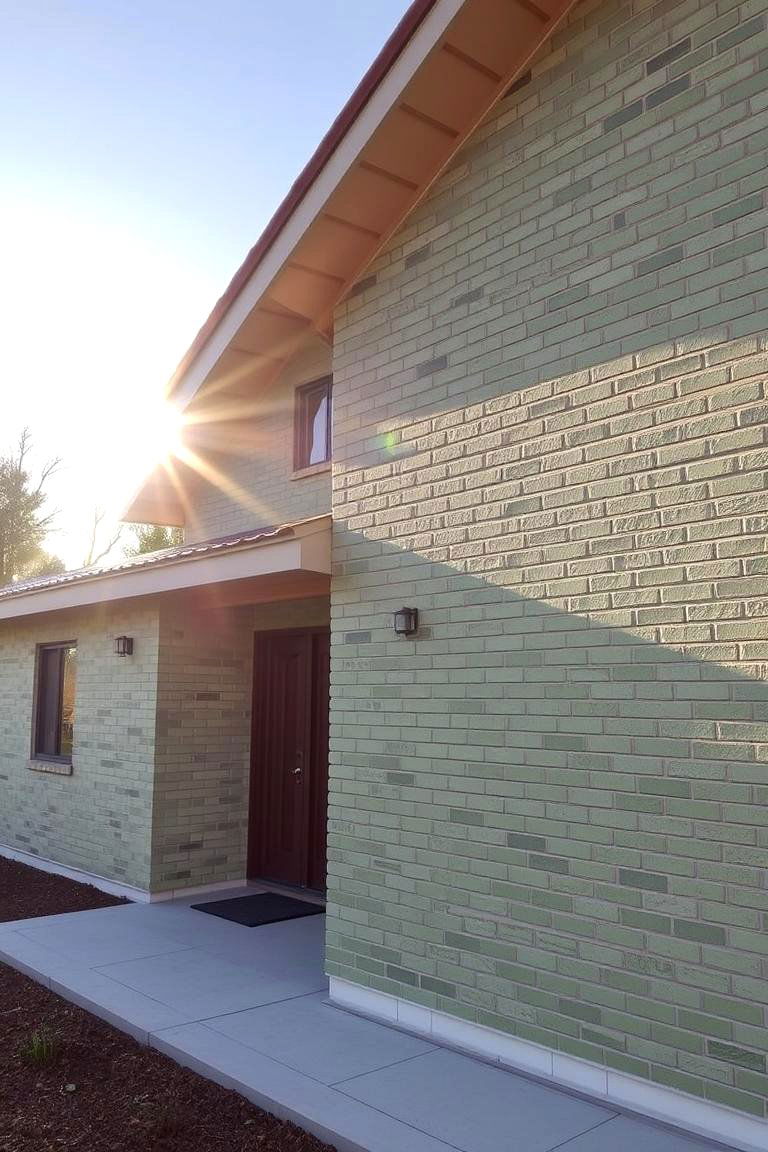Geometric Patterns with Contrasting Green Bricks - 24 Green Brick Exterior Home Ideas