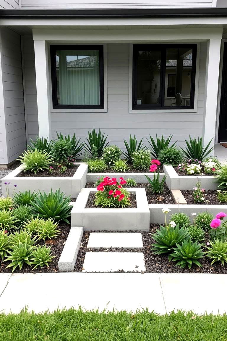 Geometric Planting Beds - 24 Small Front Yard Landscaping Ideas