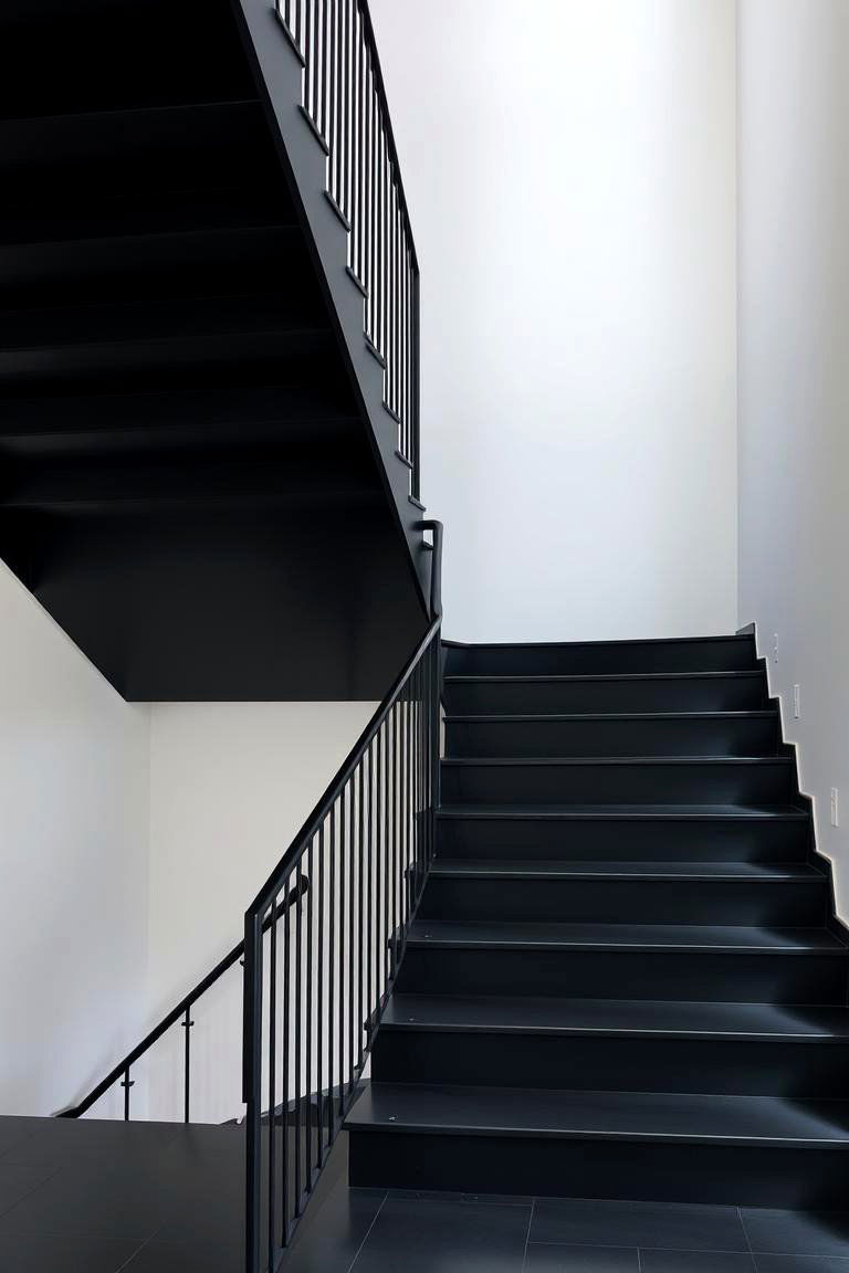 Geometric Precision - 24 black staircase ideas