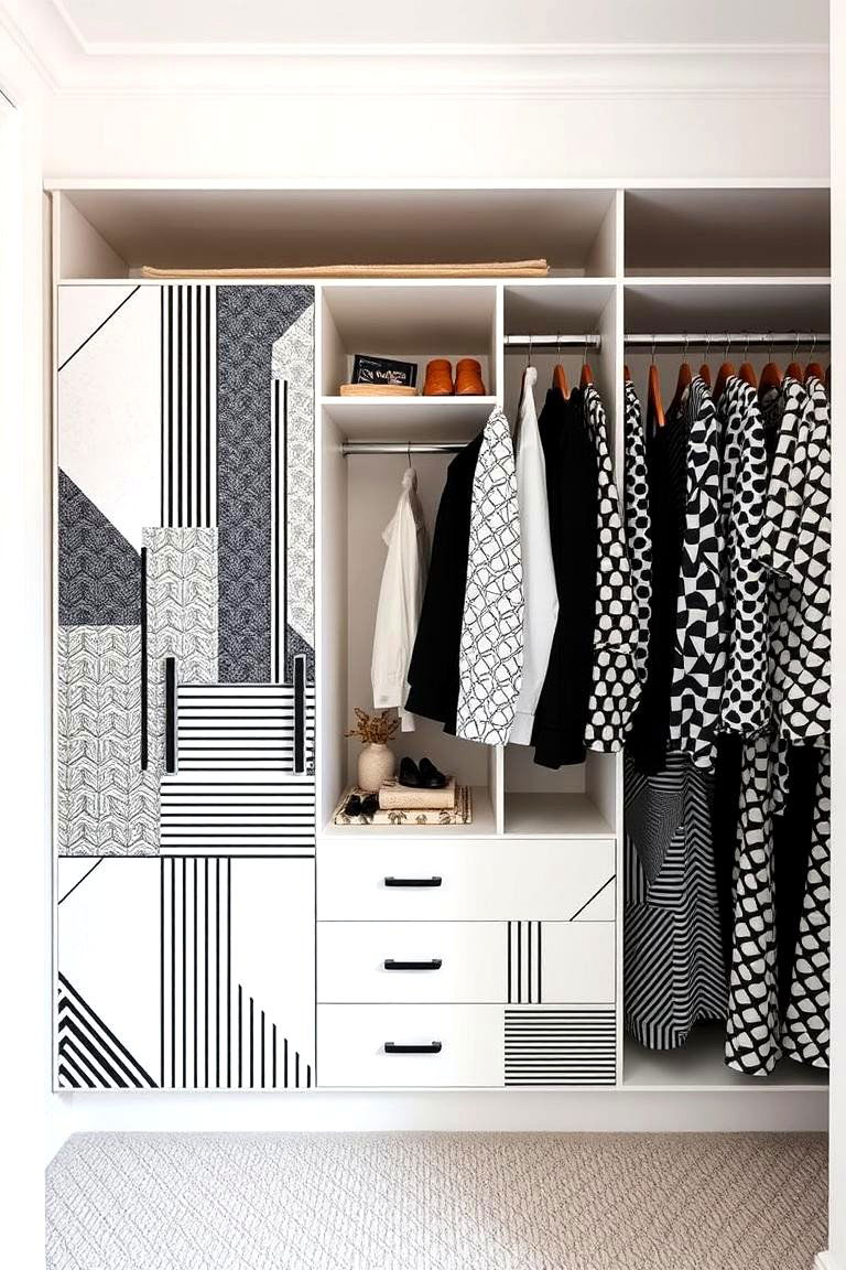Geometric Print Panels - 24 closet curtain ideas