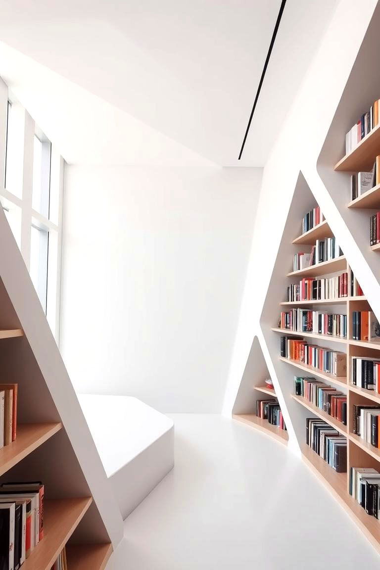 Geometric Shelves - 24 Bookshelf Decor Ideas