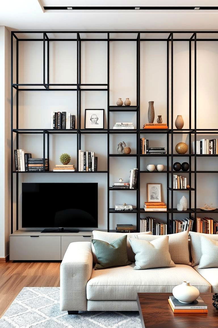 Geometric Shelving Units - 24 Geometric Accent Wall Ideas