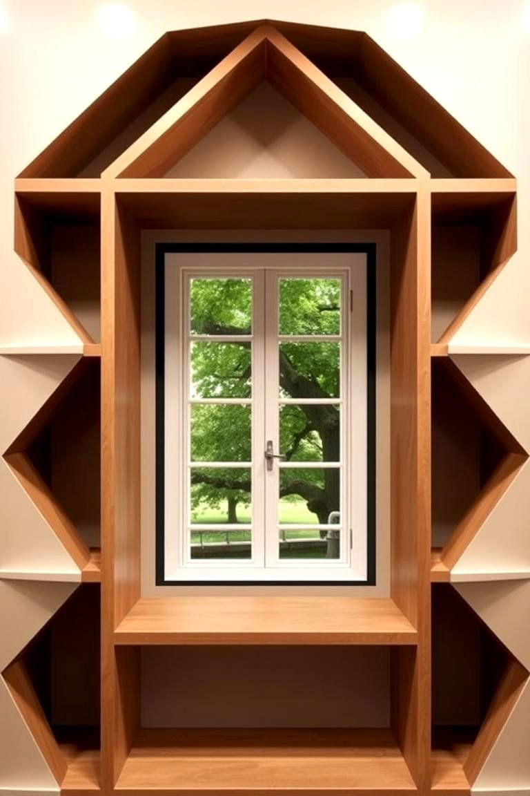 Geometric Sophistication - 24 Bookcases Around Window Design Ideas