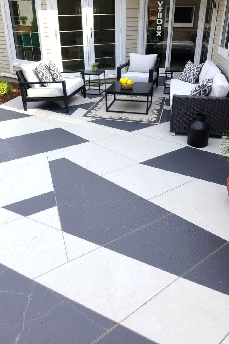 Geometric Stamped Concrete Patio Design - 24 Stamped Concrete Patio Ideas