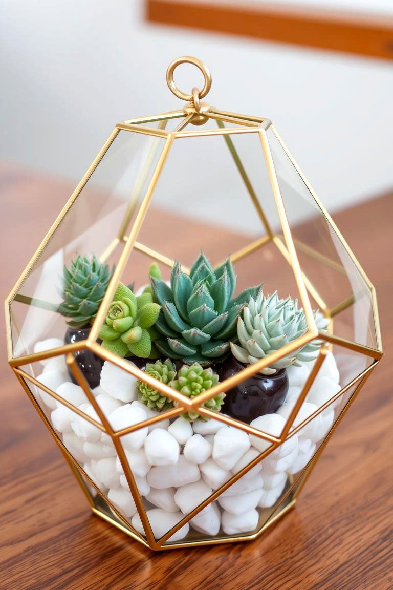 Geometric Terrariums with Succulents - 24 non-floral wedding centerpiece ideas