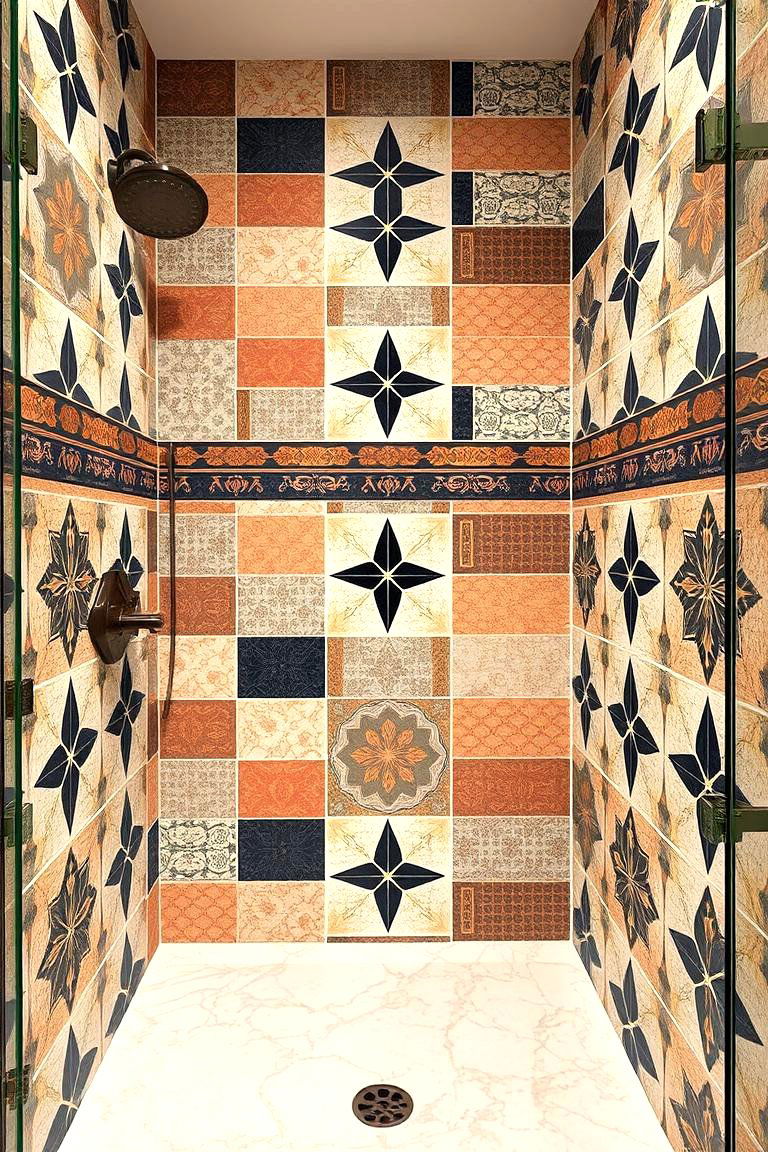 Geometric Tile Accent - 24 Corner Shower Ideas