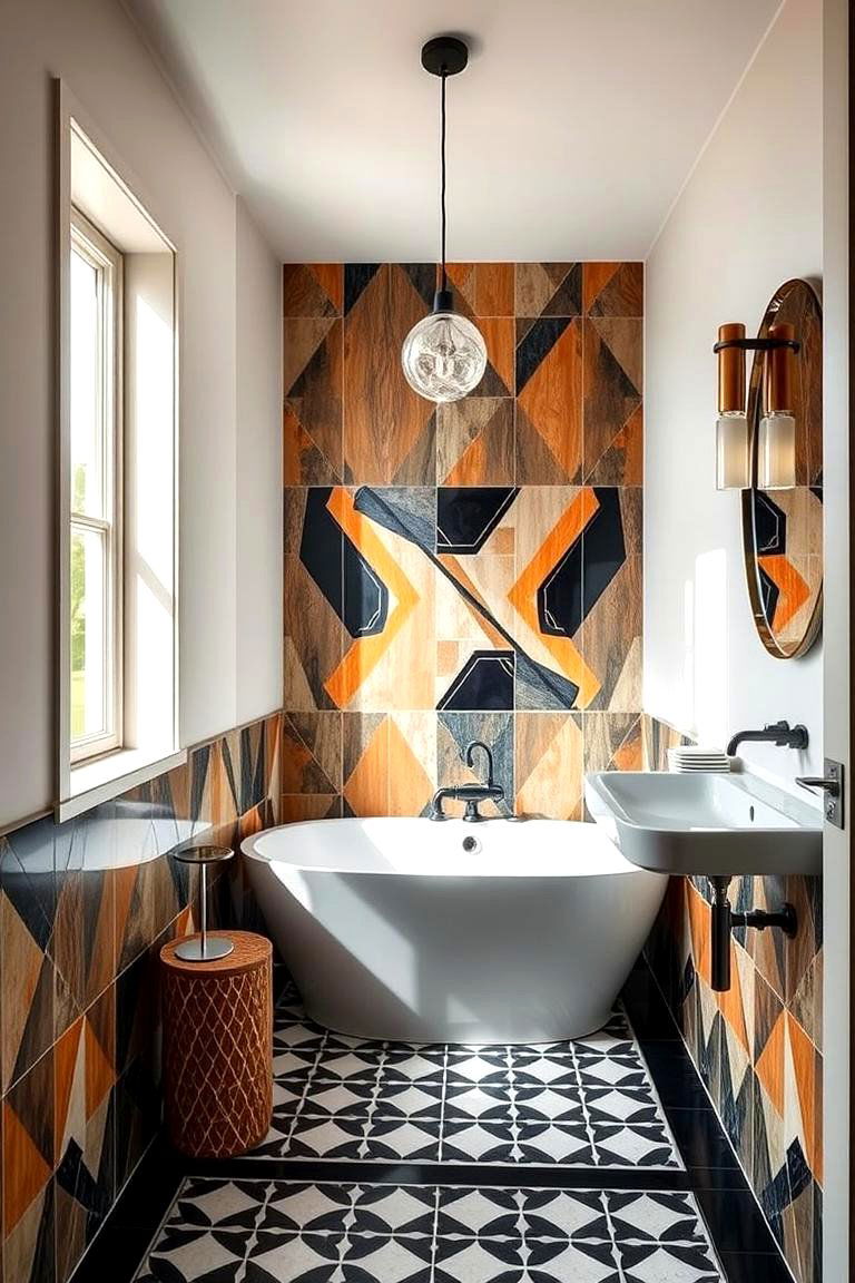 Geometric Tile Accents - 24 Art Deco Bathroom Ideas