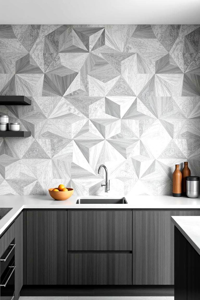 Geometric Wall Panels - 24 Kitchen Wall Decor Ideas