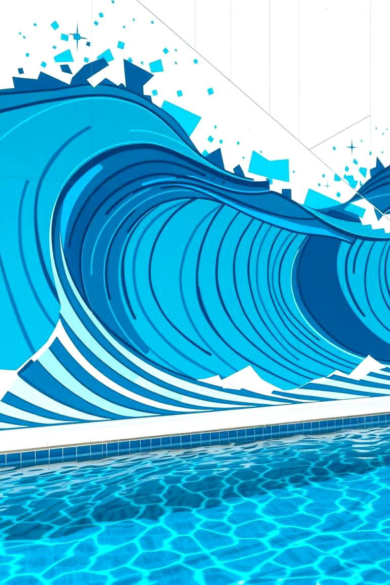 Geometric Waves Pool Mural - 24 Pool Murals