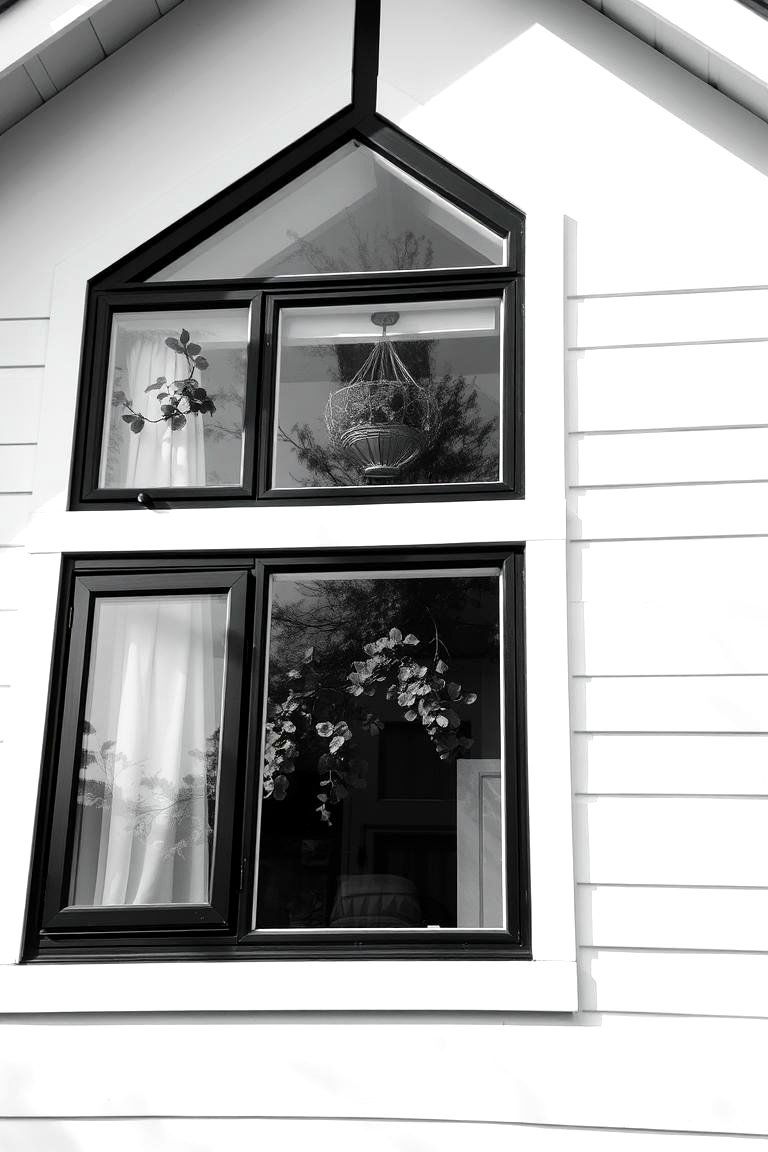 Geometric Window Frames - 24 Black and White House Exterior Ideas