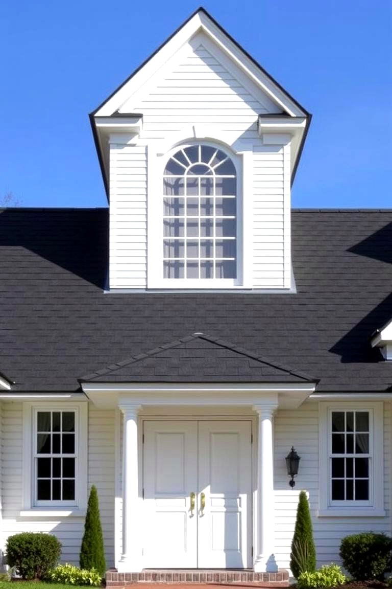 Georgian Style with Symmetrical Design - 24 White Exterior Home with a Black Roof Ideas