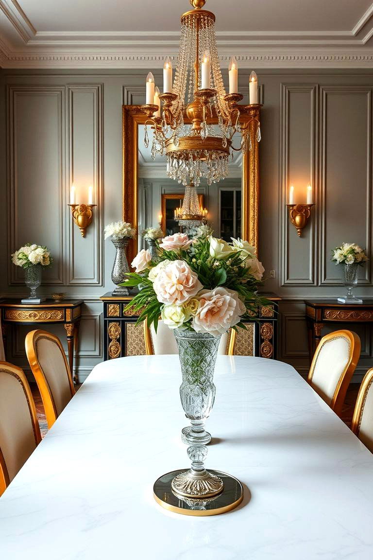 Gilded Accents for Glamour - 24 Parisian Dining Room Ideas