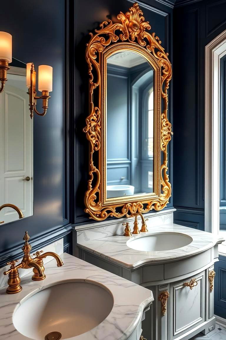 Gilded Glamour Accents - 24 Maximalist Bathroom Design Ideas