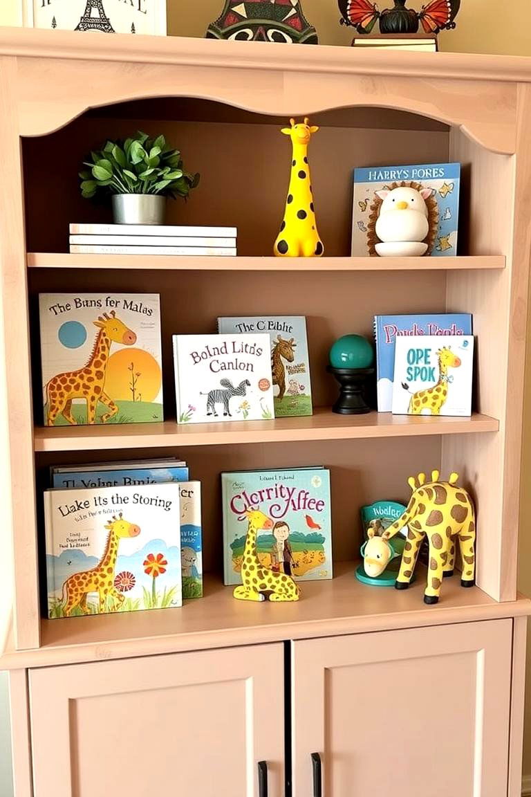 Giraffe Bookshelf Delight - 24 Giraffe Nursery Ideas