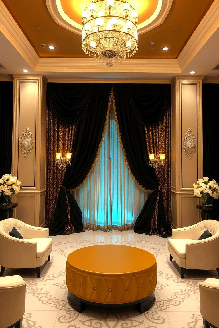 Glamorous Black and Gold Curtains - 24 Black and Gold Living Room Ideas