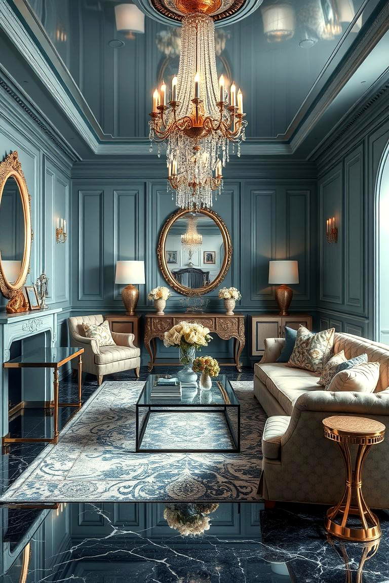 Glamorous Finishes with Duck Egg Blue Accents - 24 Duck Egg Blue Bedroom Ideas