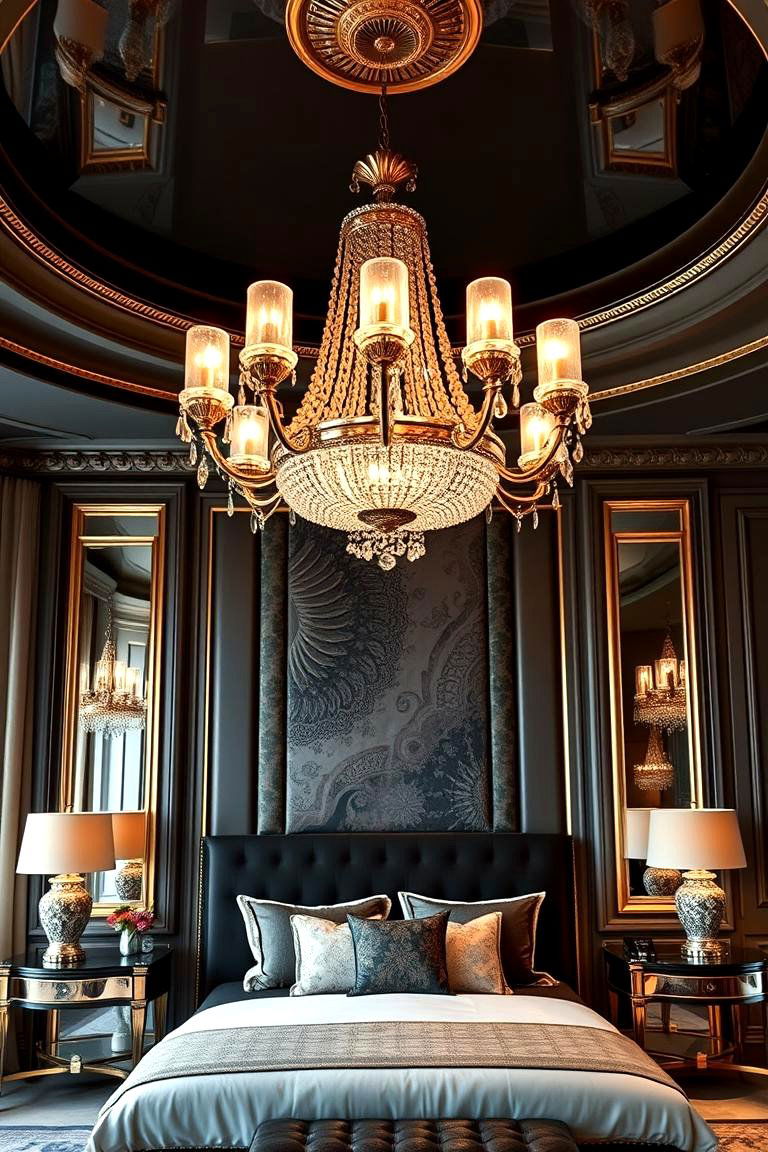 Glamorous Hollywood Regency - 24 Bedroom Chandelier Ideas