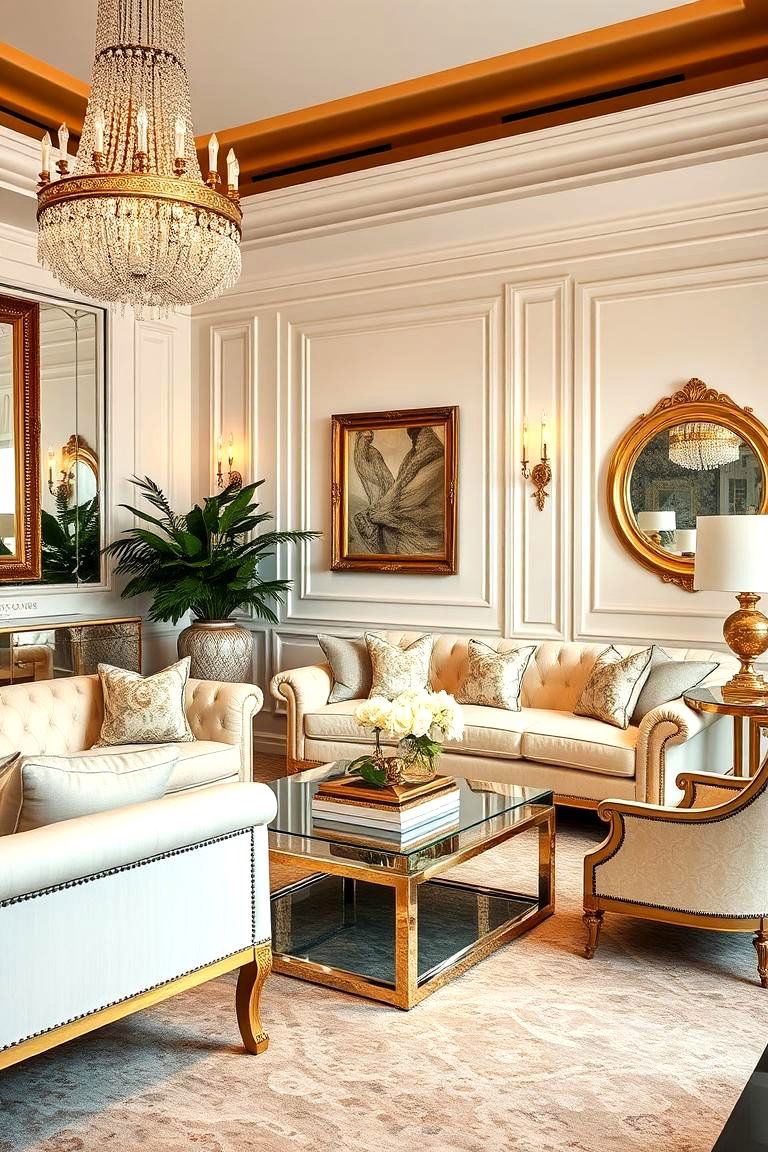 Glamorous Hollywood Regency - 24 Cream Couch Living Room Ideas