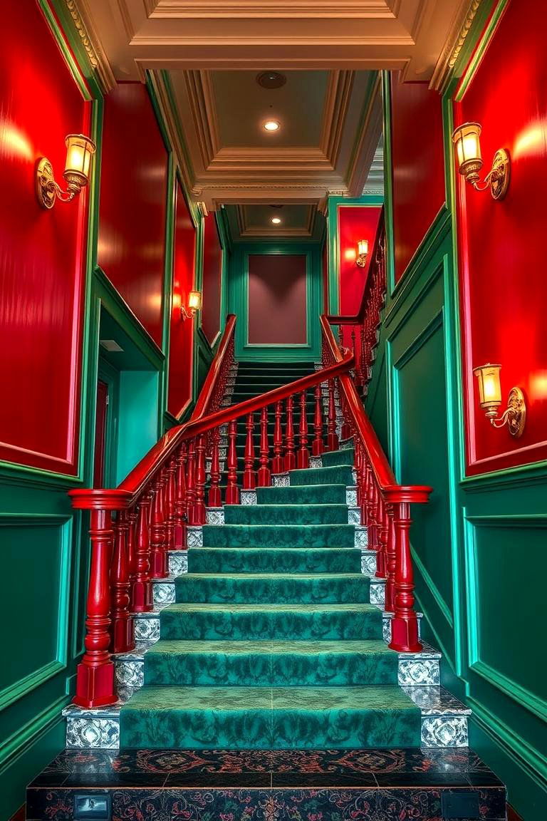 Glamorous Jewel Toned Staircase - 24 Ways to Decorate With Jewel Tones