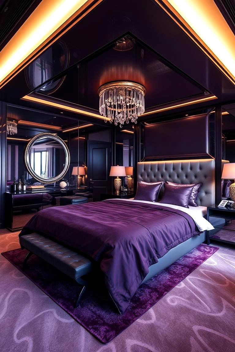 Glamorous Metallic Accents - 24 Dark Purple Bedroom Ideas