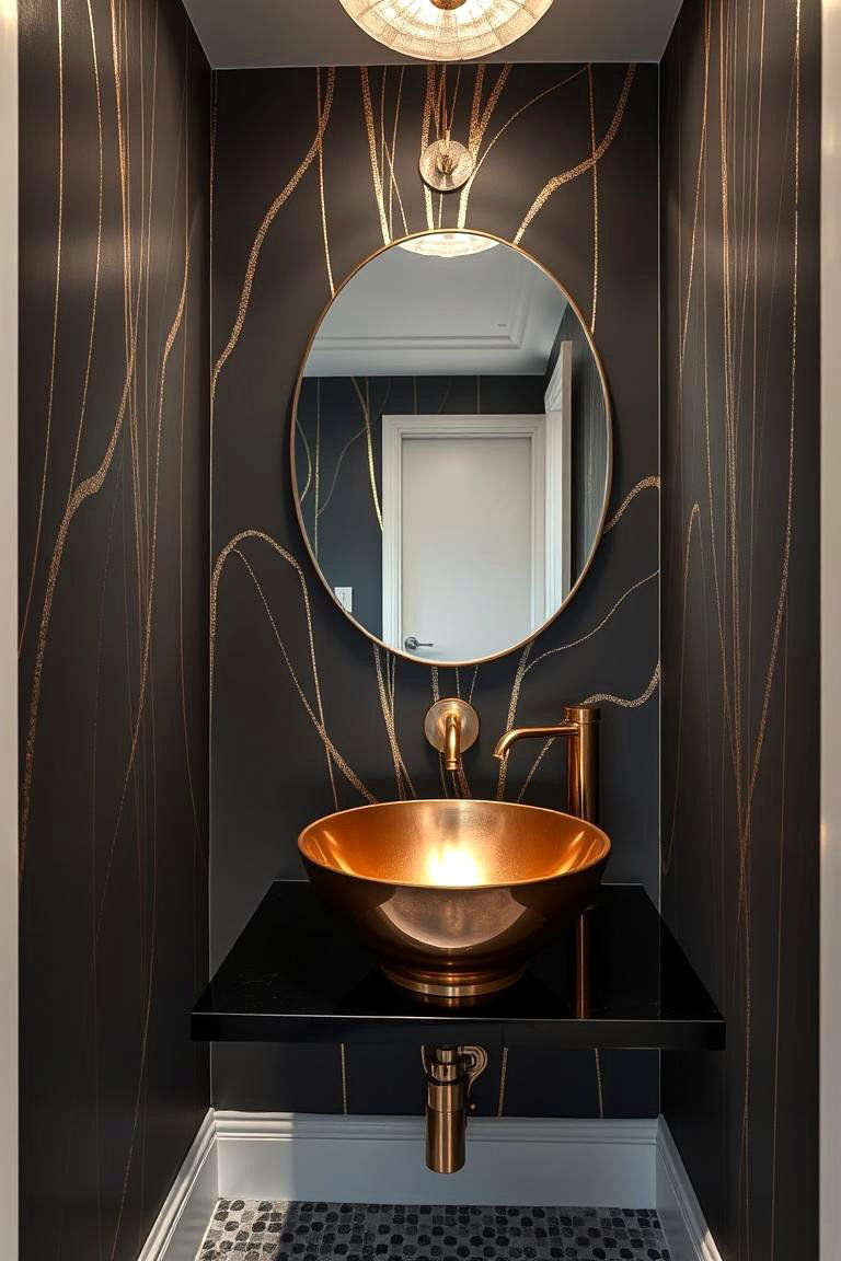 Glamorous Metallic Accents - 24 Powder Room Wallpaper Ideas