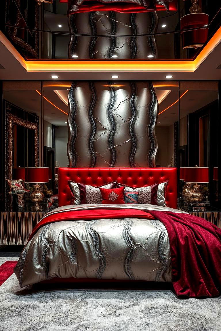 Glamorous Metallic Touches - 24 Red and Black Bedroom Ideas