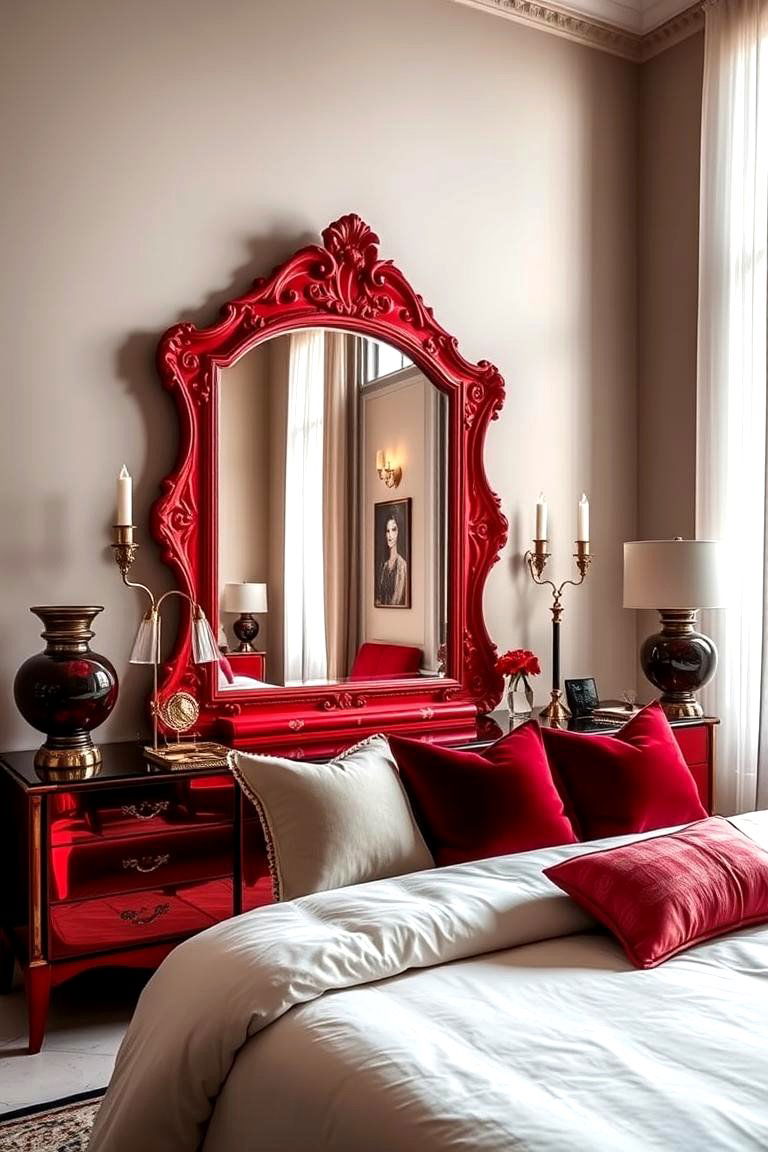 Glamorous Red Mirrors - 24 Red Bedroom Ideas