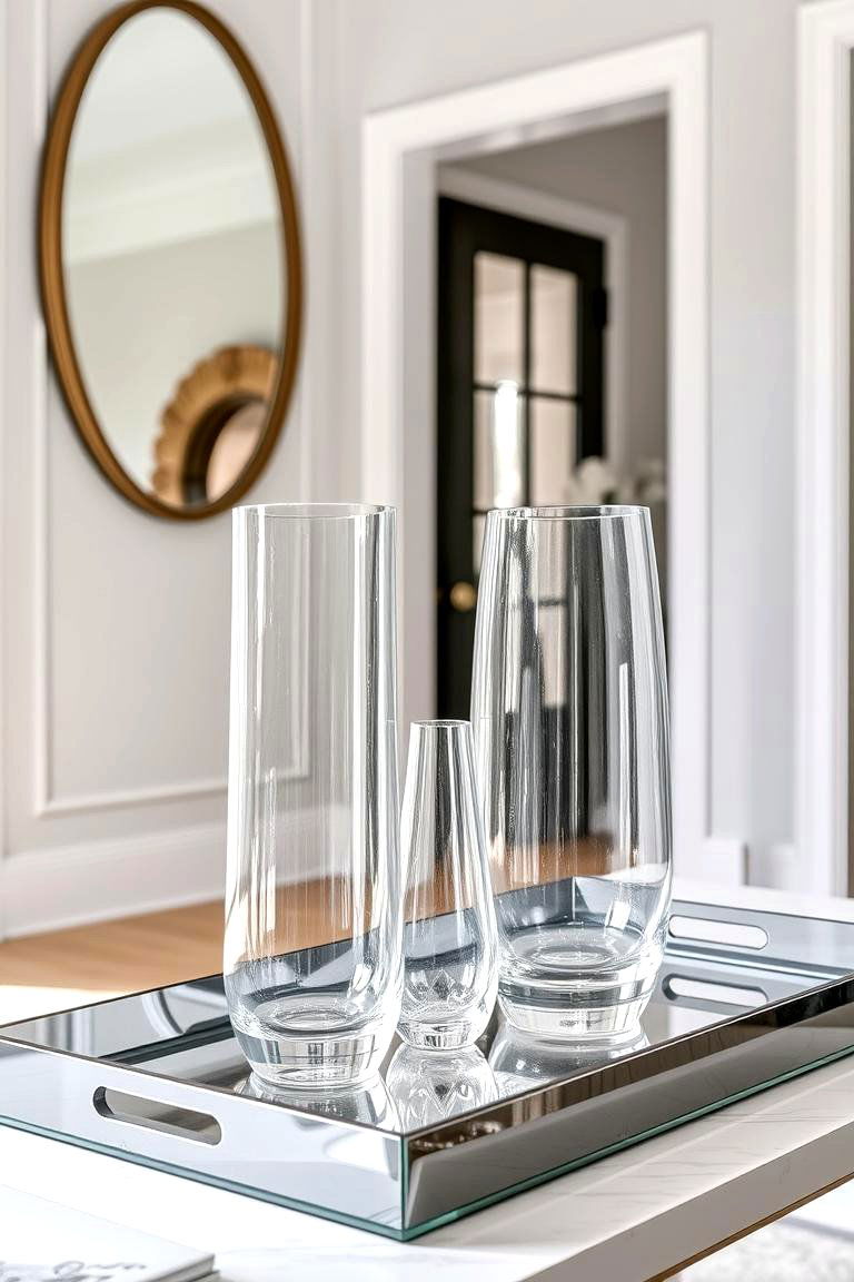 Glass Accents for Modern Style - 24 entryway table decor ideas